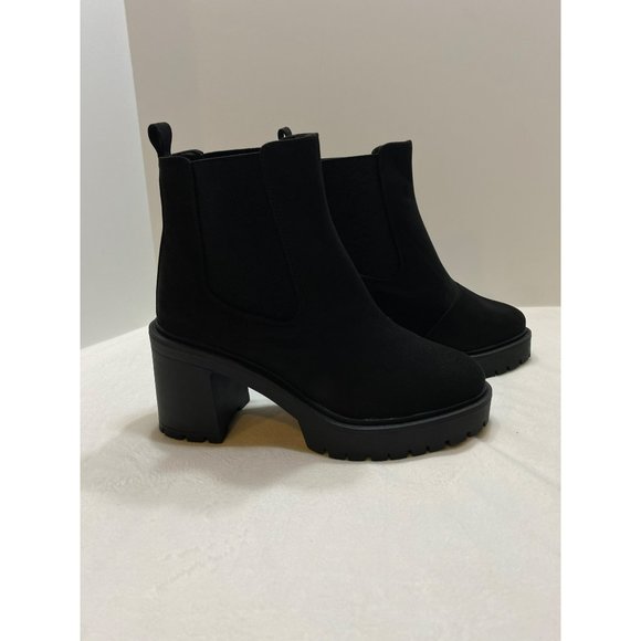 New ASOS DESIGN Elma heeled chunky chelsea boots in black Size 10 - Picture 4 of 9